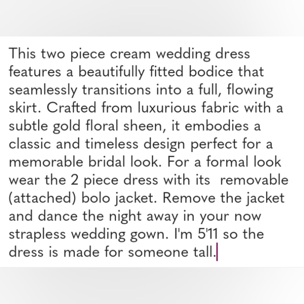 Elegant Vintage Cream and Gold Wedding Dress